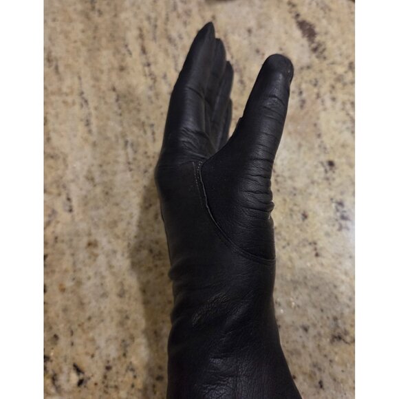 Vintage Womens Size M 7 Black Leather Formal 10.5" Long Gloves Kerrybrooke - Picture 13 of 16